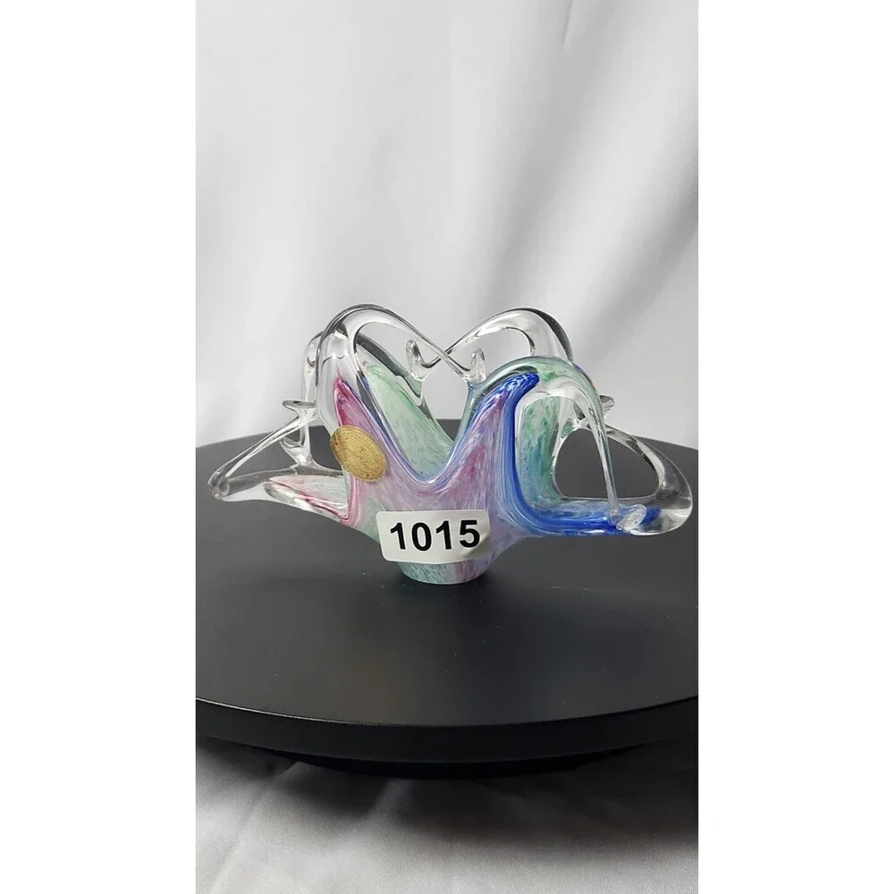 Murano Style Colorful Art Glass Napkin/Envelope Holder Prestine